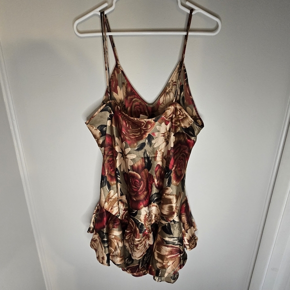 Vintage Cliche Romantic Sexy Floral Rose Figure Flattering Mini Slip Dress XL - Picture 4 of 6